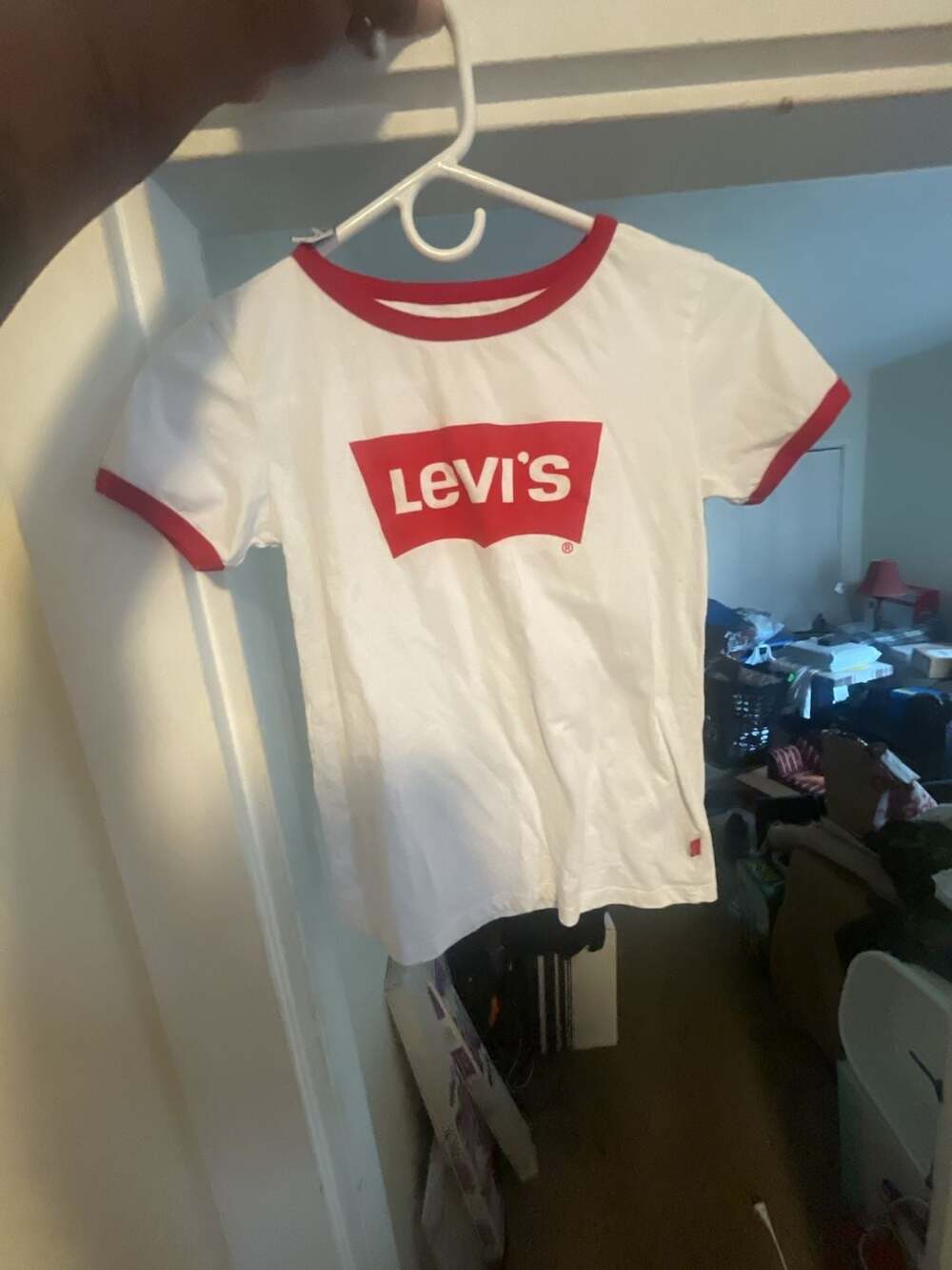 Levi's Girls Classic Batwing Logo Ringer T-Shirt White/Red